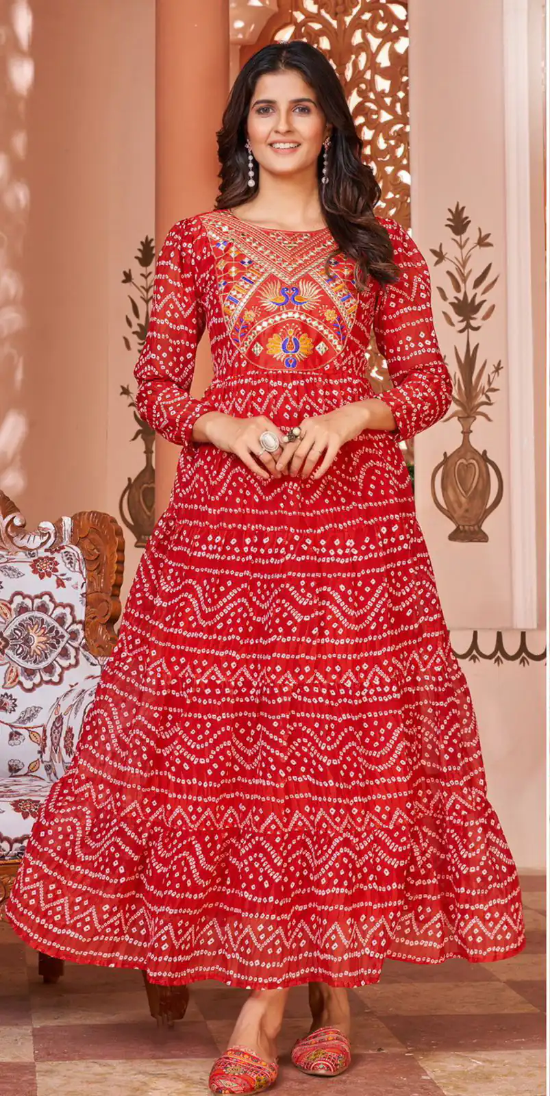 INLI Lehariya Red Color Heavy Georgette Printed Embroidery Work Gown Casual, Wedding, Party, Festive, Events Etc. Expected Delivery 4-6 Working Days @1599 / | Bollywood Gowns, Creative Gowns, Designer Gowns, Embroidered Gowns, Gowns, Party Wear Gowns