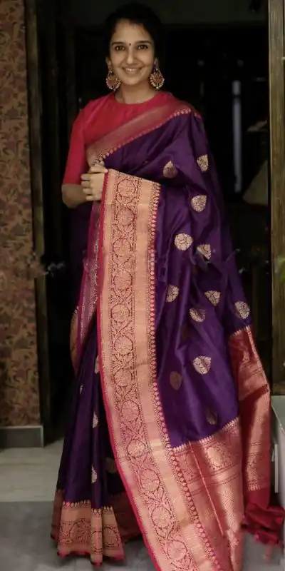 KP 2074 Purple Color Soft Lichi Silk Cloth Rich Pallu Work Saree Casual, Party Wear, Wedding, Events Etc.   Expected Delivery 4-6 Working Days @ 1449/- | Bollywood Sarees, Creative Sarees, Designer Sarees, Embroidered Sarees, Ethnic Saree, Modern Digital sarees, Party Wear Sarees, Sarees