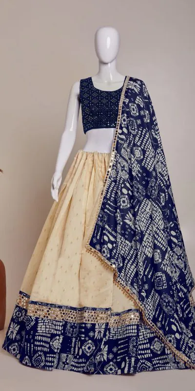 RC 256 White Color Heavy Jaccard Silk Embroidery Print Original Mirror Work Lehenga Choli Casual, Party Wedding, Festive, Events Delivery  4-6 Days @2649/- | Bollywood Lehenga, Creative Lehenga, Designer Lehenga, Embroidered Lehenga, Lehenga, Party Wear Lehenga