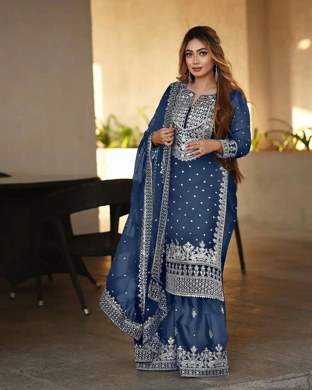 SSR 449 Blue Georgette Embroidery Sequence Salwar Suit Wedding, Party, Festive, Events Expected Delivery 4-6 Working Days @ 2049/- Only | Casual Suits, Creative suits, Designer Suits, Party Wear Suits, Salwar suit, Straight Suits