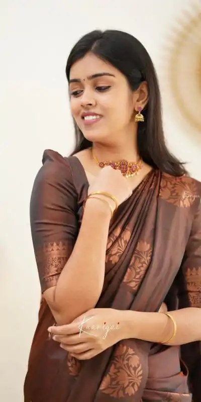 KP 4064 Coffee Color Soft Lichi Silk Jacquard On All Over Saree Casual, Party Wear, Wedding, Events Etc. Expected Delivery 4-6 Working Days @1249/- | Embroidered Sarees, Bollywood Sarees, Creative Sarees, Designer Sarees, Ethnic Saree, Modern Digital sarees, Party Wear Sarees, Sarees