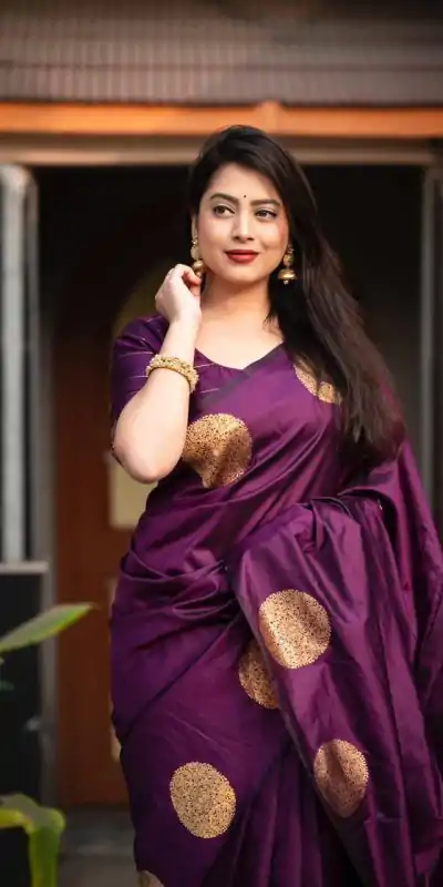 KP 5062 Dark Purple Color Soft Lichi Silk Jacquard On All Over Saree Casual, Party Wear, Wedding, Events Etc. Expected Delivery 4-6 Working Days @1299/- | Creative Sarees, Embroidered Sarees, Bollywood Sarees, Designer Sarees, Ethnic Saree, Modern Digital sarees, Party Wear Sarees, Sarees