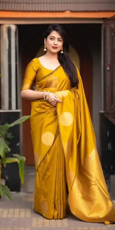 KP 5062 Mastered Gold Color Soft Lichi Silk Cloth Rich Pallu Work Saree Casual, Party Wear, Wedding, Events Etc.   Expected Delivery 4-6 Working Days @ 1299/- | Creative Sarees, Embroidered Sarees, Bollywood Sarees, Designer Sarees, Ethnic Saree, Modern Digital sarees, Party Wear Sarees, Sarees