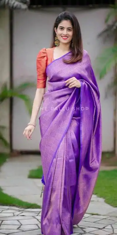KP 4099 Purple Color Soft Lichi Silk Cloth Rich Pallu All Over Saree Events Casual, Wedding, Festive, Events Etc. Expected Delivery  4-6 Working Days @1349/- | Embroidered Sarees, Bollywood Sarees, Creative Sarees, Designer Sarees, Ethnic Saree, Modern Digital sarees, Party Wear Sarees, Sarees