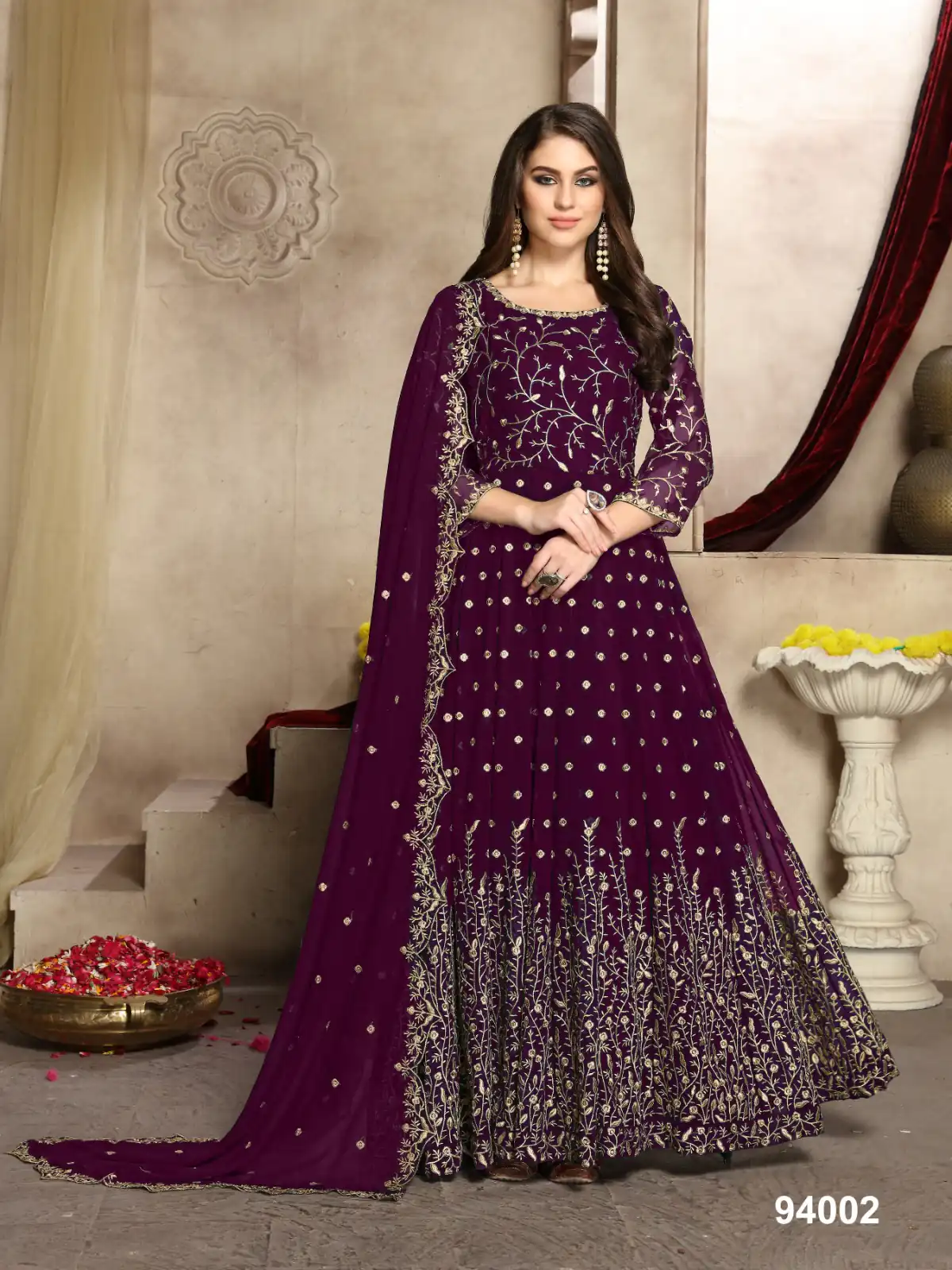 FC 94001 Wine Color Georgette Multi Thread Zari Stich Anarkali Suit Wedding, Party, Festive events, etc. Expected Delivery  4-6 Working Days @2399/- | Anarkali Suits, Bollywood Anarkali, Creative-Anarkali, Designer Anarkali, Embroidered Anarkali, Party Wear Anarkali