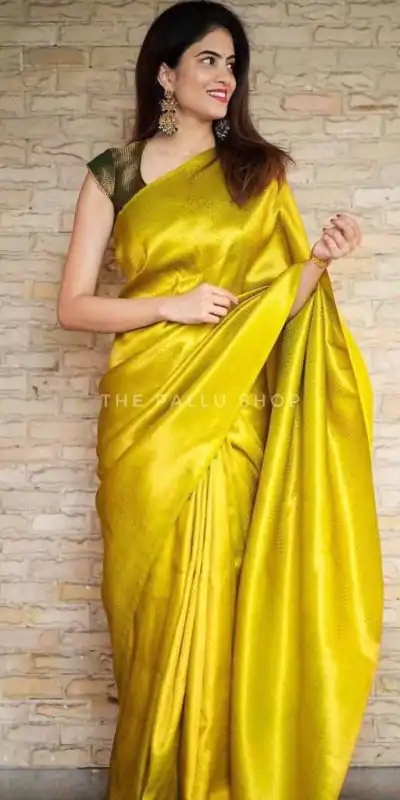 KP 4099 Yellow Color Soft Lichi Silk Cloth Rich Pallu All Over Saree Events Casual, Wedding, Festive, Events Etc. Expected Delivery  4-6 Working Days @1349/- | Embroidered Sarees, Bollywood Sarees, Creative Sarees, Designer Sarees, Ethnic Saree, Modern Digital sarees, Party Wear Sarees, Sarees