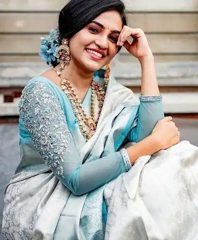 ES 8161 Silver Color Soft Lichi Silk Butti Work Saree Casual, Wedding, Party, Festive, Events Etc. Expected Delivery 4-6 Working Days @1499/- | Bollywood Sarees, Creative Sarees, Designer Sarees, Embroidered Sarees, Ethnic Saree, Modern Digital sarees, Party Wear Sarees, Sarees