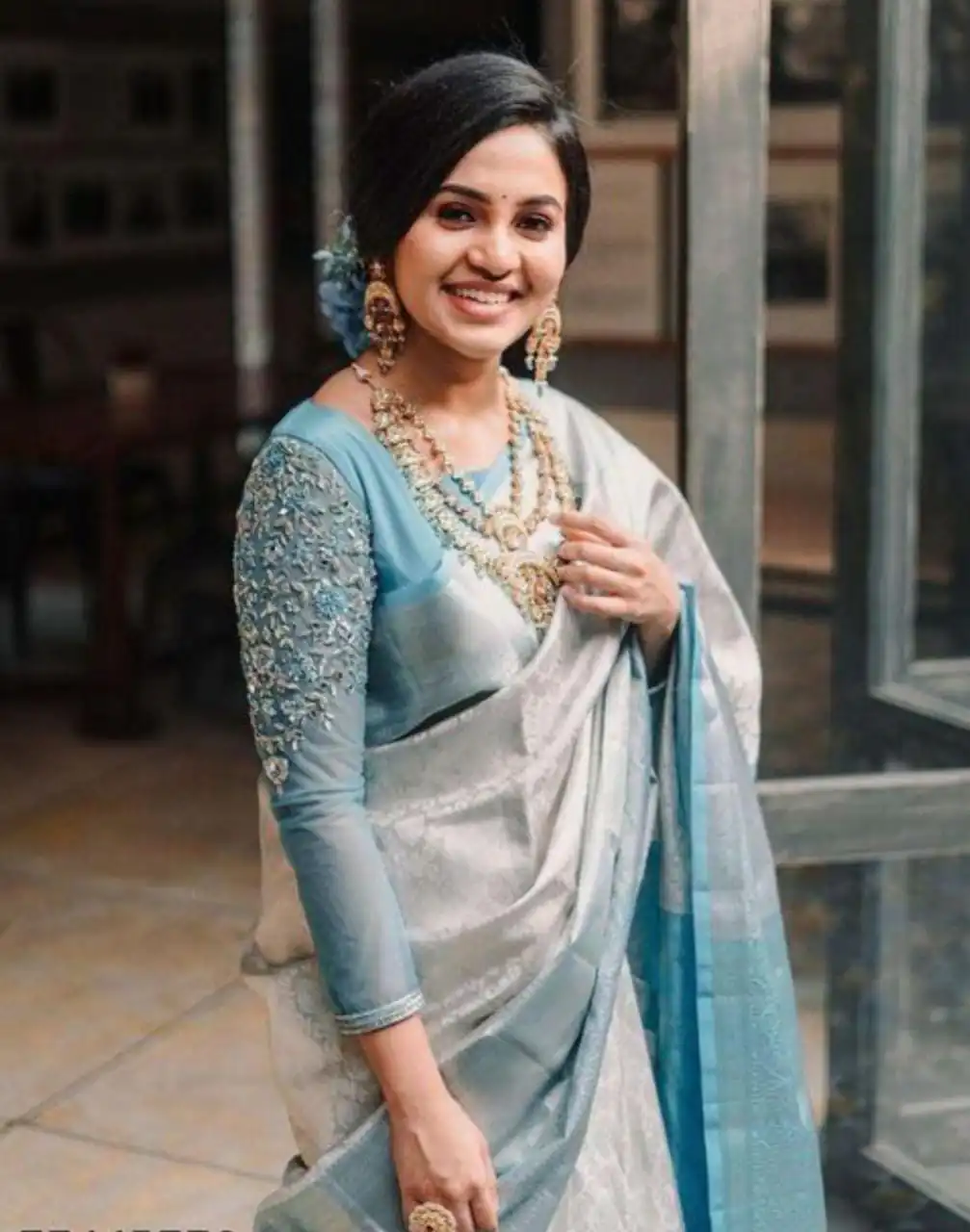 ES 8161 Silver Color Soft Lichi Silk Butti Work Saree Casual, Wedding, Party, Festive, Events Etc. Expected Delivery 4-6 Working Days @1499/- | Bollywood Sarees, Creative Sarees, Designer Sarees, Embroidered Sarees, Ethnic Saree, Modern Digital sarees, Party Wear Sarees, Sarees