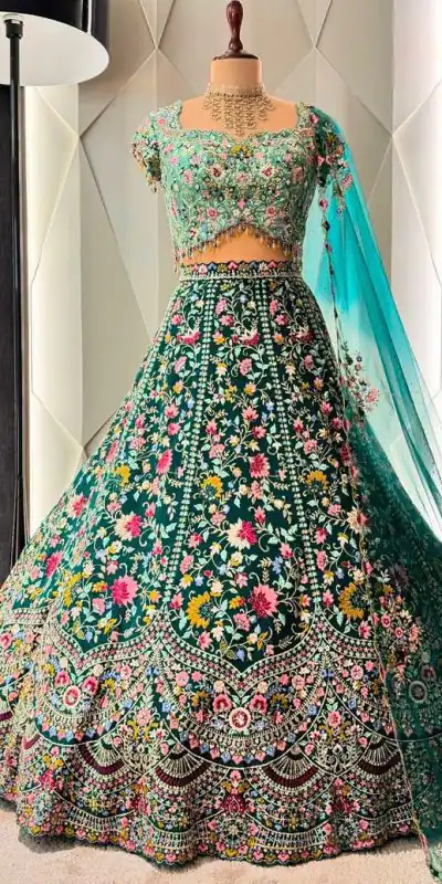 BD 1607 Blue Color Malai Silk Sequins Embroidered Lehenga Choli Casual, Wedding, Festive, Events Expected Delivery 4-6 Working Days @3249/- | Bollywood Lehenga, Creative Lehenga, Designer Lehenga, Embroidered Lehenga, Lehenga, Party Wear Lehenga