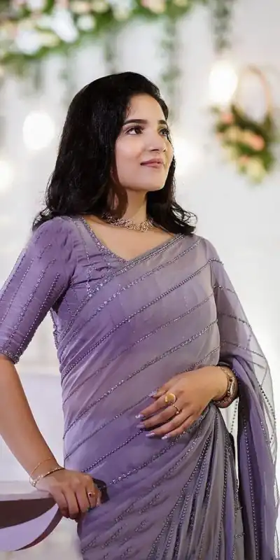 AC pearl Purple Color Georgette Sequence Multi & Pearl Work Saree Casual, Wedding, Festive, Events Expected Delivery 4-6 Working Days @1899 /- | Bollywood Sarees, Creative Sarees, Designer Sarees, Embroidered Sarees, Ethnic Saree, Modern Digital sarees, Party Wear Sarees, Sarees