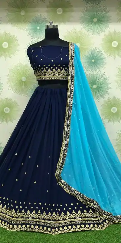 RC 227 Royal Blue Color Heavy Georgette Embroidery Sequins Lehenga Choli Casual, Party Wedding, Festive, Events Etc. Delivery 4-6 Working Days 1999/- | Bollywood Lehenga, Creative Lehenga, Designer Lehenga, Embroidered Lehenga, Lehenga, Party Wear Lehenga