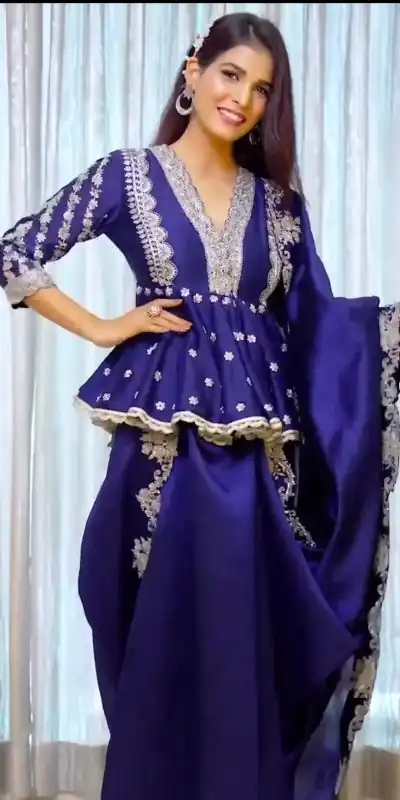 ST 156 Royal Blue Color Japan Satin Embroidery Sequence Saree Casual, Wedding, Party, Festive, Events Etc. Expected Delivery 4-6 Working Days @2049/- | Bollywood Sarees, Creative Sarees, Designer Sarees, Embroidered Sarees, Ethnic Saree, Modern Digital sarees, Party Wear Sarees, Sarees