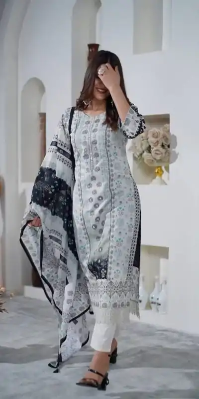 DC G54 White Color Maslin Digital Printed Hand Work Salwar Suit Casual, Wedding, Party, Festive, Events Etc. Expected Delivery 4-6 Working Days @1799/- | Casual Suits, Creative suits, Designer Suits, Palazzo Suits, Party Wear Suits, Patiala Suits, Salwar suit, Straight Suits