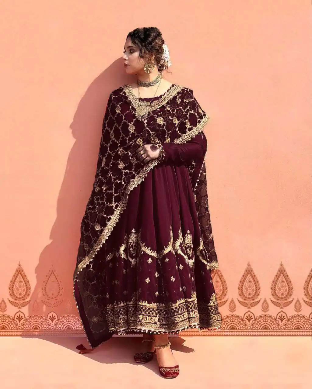  ZSR 3063 Maroon Color Georgette Embroidery Sequence Salwar Suit Casual, Wedding, Festive, Events Expected Delivery 4-6 Working Days @2049/- | Casual Suits, Jump Suits, Creative suits, Designer Suits, Palazzo Suits, Party Wear Suits, Patiala Suits, Salwar suit, Straight Suits