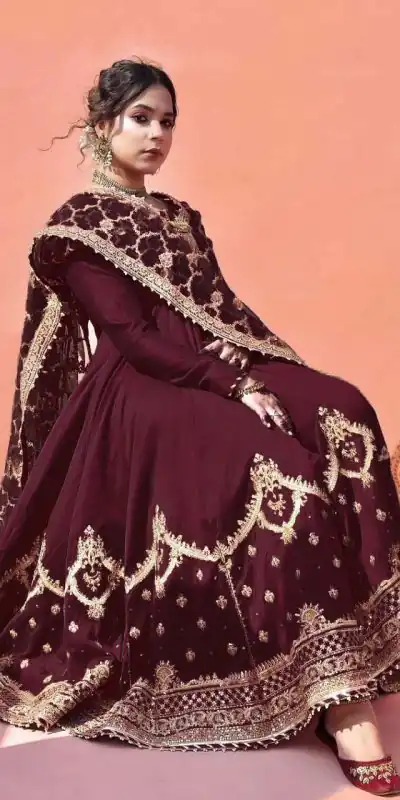 ZSR 3063 Maroon Color Georgette Embroidery Sequence Salwar Suit Casual, Wedding, Festive, Events Expected Delivery 4-6 Working Days @2049/- | Casual Suits, Jump Suits, Creative suits, Designer Suits, Palazzo Suits, Party Wear Suits, Patiala Suits, Salwar suit, Straight Suits