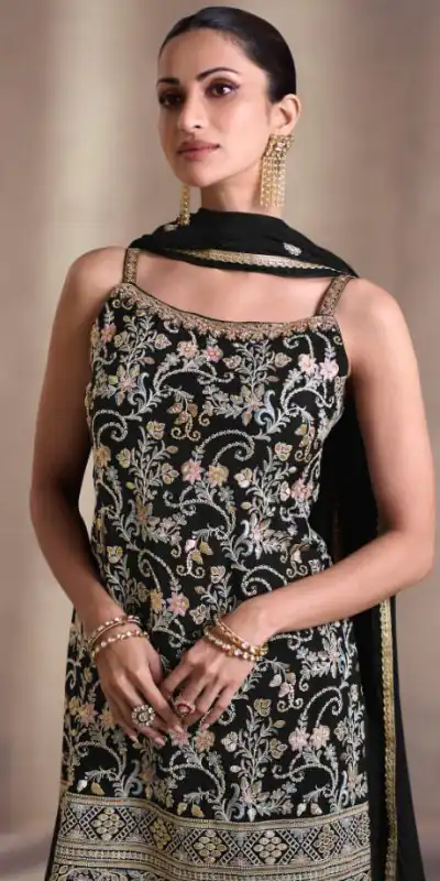 DS Sayuri 5407 Black  Color Faux Georgette Embroidery Work Salwar Suit Wedding, Party, Festive, Events Expected Delivery 4-6 Working Days @ 2149/- | Jump Suits, Casual Suits, Creative suits, Designer Suits, Palazzo Suits, Party Wear Suits, Patiala Suits, Salwar suit, Straight Suits