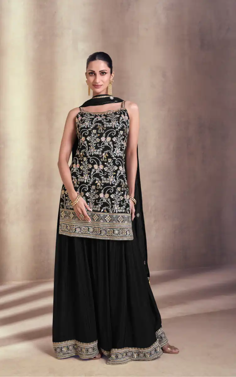DS Sayuri 5407 Black  Color Faux Georgette Embroidery Work Salwar Suit Wedding, Party, Festive, Events Expected Delivery 4-6 Working Days @ 2149/- | Jump Suits, Casual Suits, Creative suits, Designer Suits, Palazzo Suits, Party Wear Suits, Patiala Suits, Salwar suit, Straight Suits