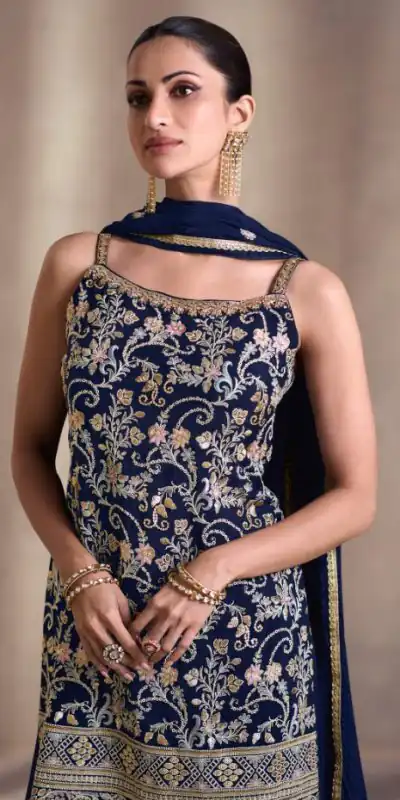 DS Sayuri 5407 Blue Color Faux Georgette Embroidery Work Salwar Suit Wedding, Party, Festive, Events Expected Delivery 4-6 Working Days @ 2149/- | Jump Suits, Casual Suits, Creative suits, Designer Suits, Palazzo Suits, Party Wear Suits, Patiala Suits, Salwar suit, Straight Suits