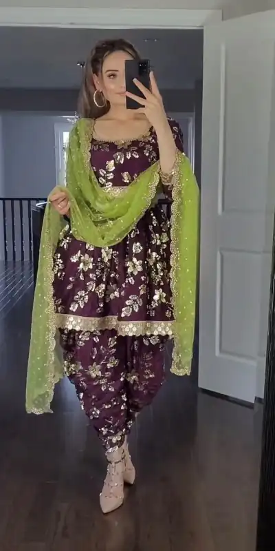 MF 246 Purple Color Faux Georgette Less Patti Work Sleeve Salwar Suit  Wedding, Party, Festive, Events Etc. Expected 4-6 Working Days @2249/- | Casual Suits, Creative suits, Designer Suits, Palazzo Suits, Party Wear Suits, Patiala Suits, Salwar suit, Straight Suits