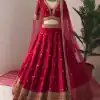ZSR 3065 Red Color Georgette Embroidery Sequence Lehenga Choli Wedding, Party, Events Etc. Expected Delivery 4-6 Working Days 2049/- | Bollywood Lehenga, Creative Lehenga, Designer Lehenga, Embroidered Lehenga, Lehenga, Party Wear Lehenga