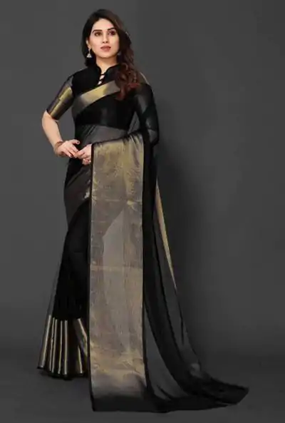 DDF 113 Black Color Chiffon Running Chiffon Blouse Work Saree Casual, Party Wear, Events, Festivals Etc. Expected Delivery 4-6 Working Days 1199/- | Bollywood Sarees, Creative Sarees, Designer Sarees, Embroidered Sarees, Ethnic Saree, Modern Digital sarees, Party Wear Sarees, Sarees