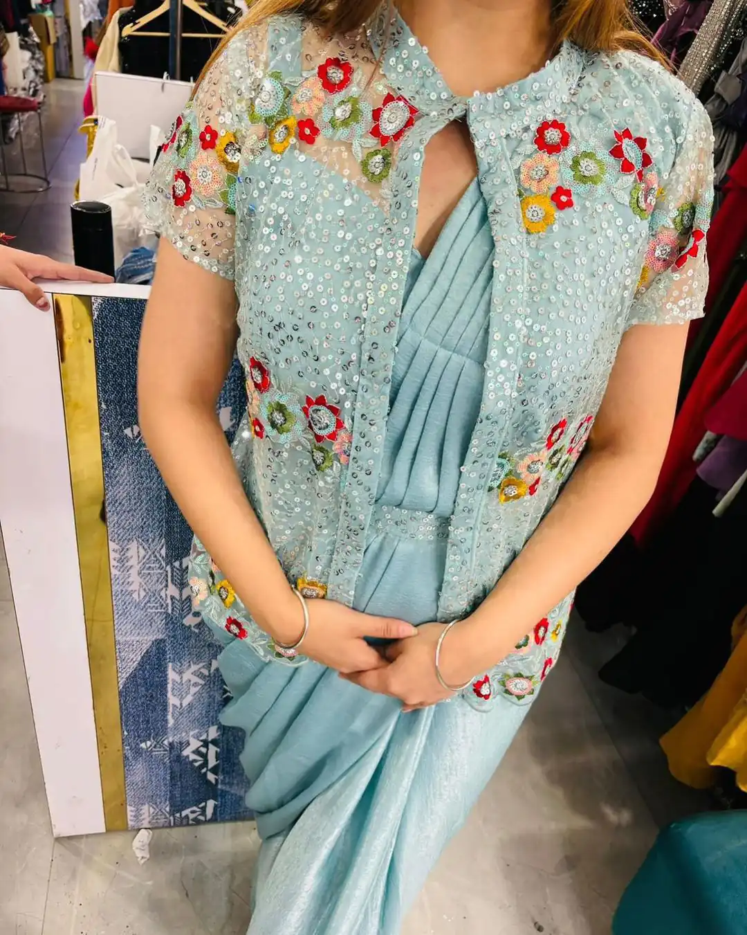 LG 1844 Blue Color Chinon Silk Embroidered Sequence Saree  Party, Wedding, Festive, Events Etc., Expected Delivery 4-6 Working Days@2099 /- Only | Bollywood Sarees, Creative Sarees, Designer Sarees, Embroidered Sarees, Ethnic Saree, Party Wear Sarees, Sarees