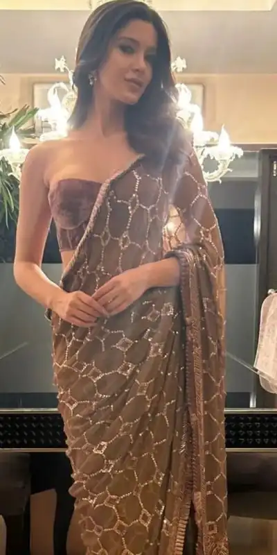 JR 597 Brown Color Georgette Embroidery Sequence Work Saree Casual, Wedding, Festive, Events Expected Delivery  4-6 Working Days @1849/- | Bollywood Sarees, Creative Sarees, Designer Sarees, Embroidered Sarees, Ethnic Saree, Modern Digital sarees, Party Wear Sarees, Sarees