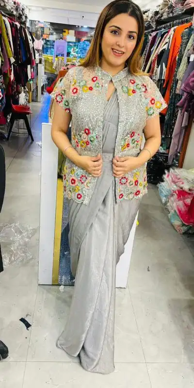 LG 1844 Grey Color Chinon Silk Embroidered Sequence Saree  Party, Wedding, Festive, Events Etc., Expected Delivery 4-6 Working Days@2099 /- Only | Bollywood Sarees, Creative Sarees, Designer Sarees, Embroidered Sarees, Ethnic Saree, Party Wear Sarees, Sarees