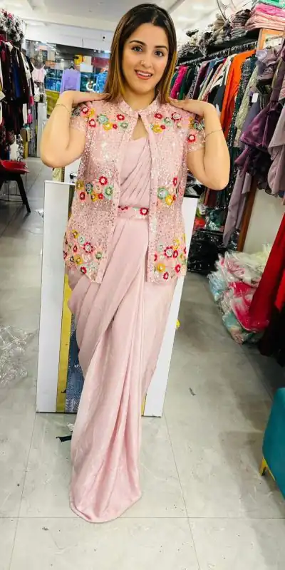 LG 1844 Peach Color Chinon Silk Embroidered Sequence Saree  Party, Wedding, Festive, Events Etc., Expected Delivery 4-6 Working Days@2099 /- Only | Bollywood Sarees, Creative Sarees, Designer Sarees, Embroidered Sarees, Ethnic Saree, Party Wear Sarees, Sarees