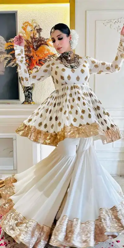 NSR 810 White Color Faux Georgette Embroidery Salwar Suit Casual, Party Festive, Events Etc. Expected Delivery 4-6 Working Days @2299/ | Jump Suits, Casual Suits, Creative suits, Designer Suits, Palazzo Suits, Party Wear Suits, Patiala Suits, Salwar suit, Straight Suits