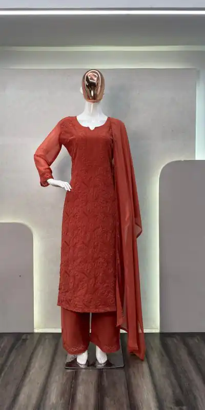 BE 254 Peach Color Georgette Thread Embroidery Salwar Suit Wedding, Party, Festive events, etc. Expected Delivery 4-6 Working Days @1899/- | Casual Suits, Creative suits, Designer Suits, Palazzo Suits, Party Wear Suits, Patiala Suits, Salwar suit, Straight Suits