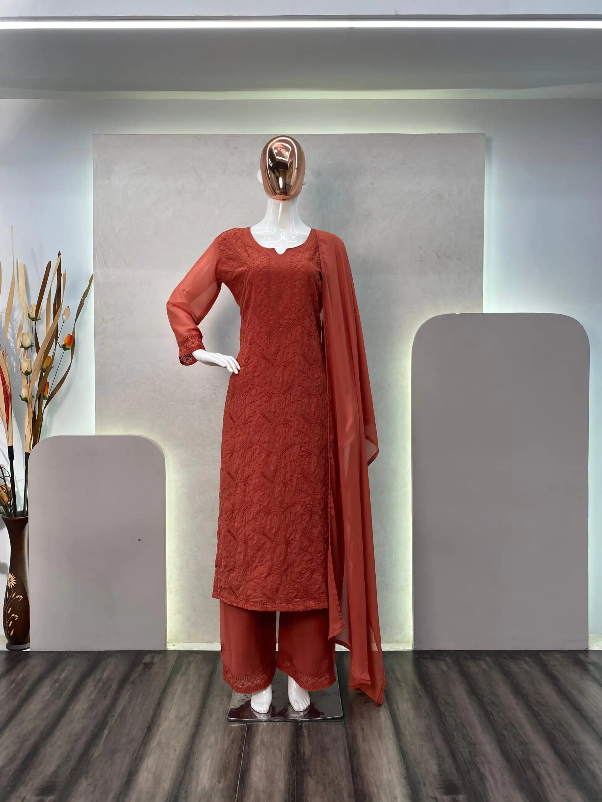 BE 254 Peach Color Georgette Thread Embroidery Salwar Suit Wedding, Party, Festive events, etc.  Expected Delivery  4-6 Working Days @1899/- | Casual Suits, Creative suits, Designer Suits, Palazzo Suits, Party Wear Suits, Patiala Suits, Salwar suit, Straight Suits