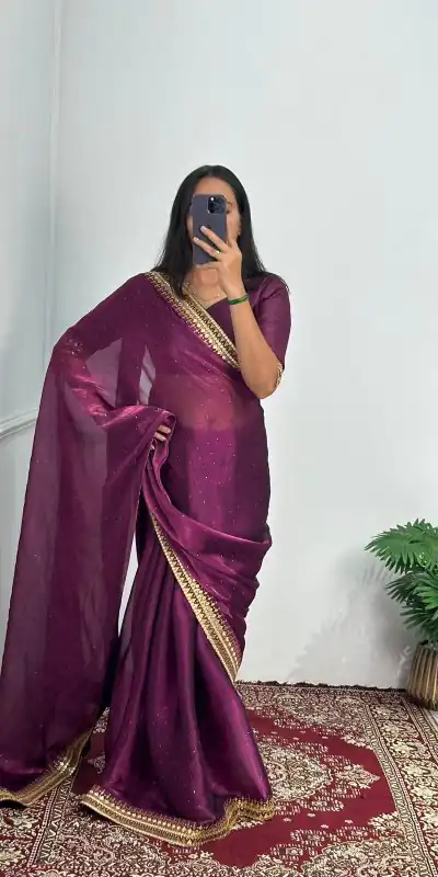 ST 470 Purple Color Burberry Foil And Zari Embroidery Work Saree Casual, Wedding, Party, Festive, Events Etc. Expected Delivery 4-6 Working Days @1799/- | Bollywood Sarees, Creative Sarees, Designer Sarees, Embroidered Sarees, Ethnic Saree, Modern Digital sarees, Party Wear Sarees, Sarees
