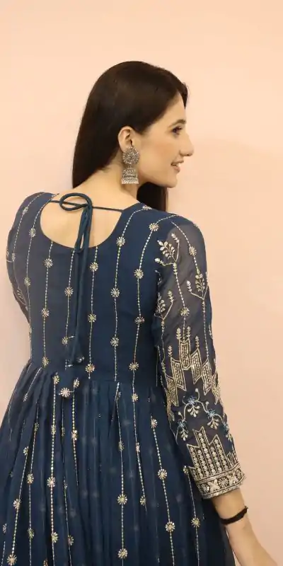   DC G53 Royal Blue Color Georgette Sequence Embroidery Gown Casual, Wedding, Party, Festive, Events Etc. Expected Delivery 4-6 Working Days @2449/- | Bollywood Gowns, Creative Gowns, Designer Gowns, Embroidered Gowns, Gowns, Party Wear Gowns