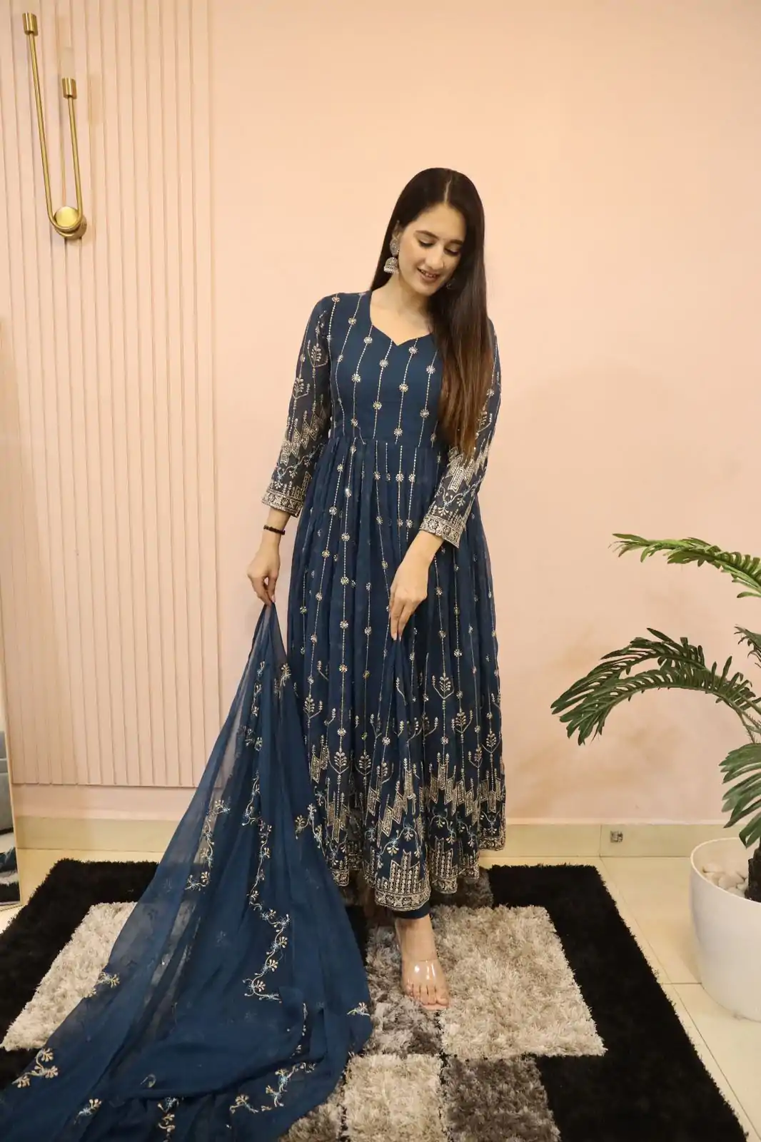   DC G53 Royal Blue Color Georgette Sequence Embroidery Gown Casual, Wedding, Party, Festive, Events Etc. Expected Delivery 4-6 Working Days @2449/- | Bollywood Gowns, Creative Gowns, Designer Gowns, Embroidered Gowns, Gowns, Party Wear Gowns