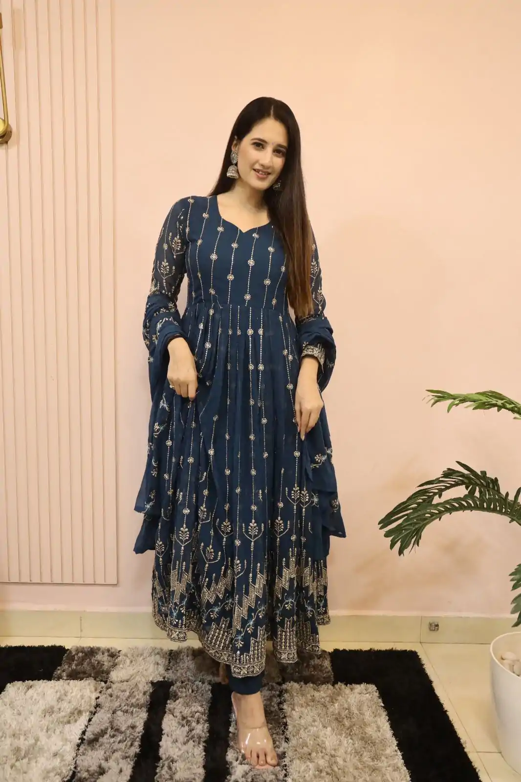   DC G53 Royal Blue Color Georgette Sequence Embroidery Gown Casual, Wedding, Party, Festive, Events Etc. Expected Delivery 4-6 Working Days @2449/- | Bollywood Gowns, Creative Gowns, Designer Gowns, Embroidered Gowns, Gowns, Party Wear Gowns