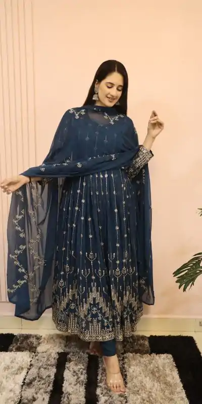   DC G53 Royal Blue Color Georgette Sequence Embroidery Gown Casual, Wedding, Party, Festive, Events Etc. Expected Delivery 4-6 Working Days @2449/- | Bollywood Gowns, Creative Gowns, Designer Gowns, Embroidered Gowns, Gowns, Party Wear Gowns