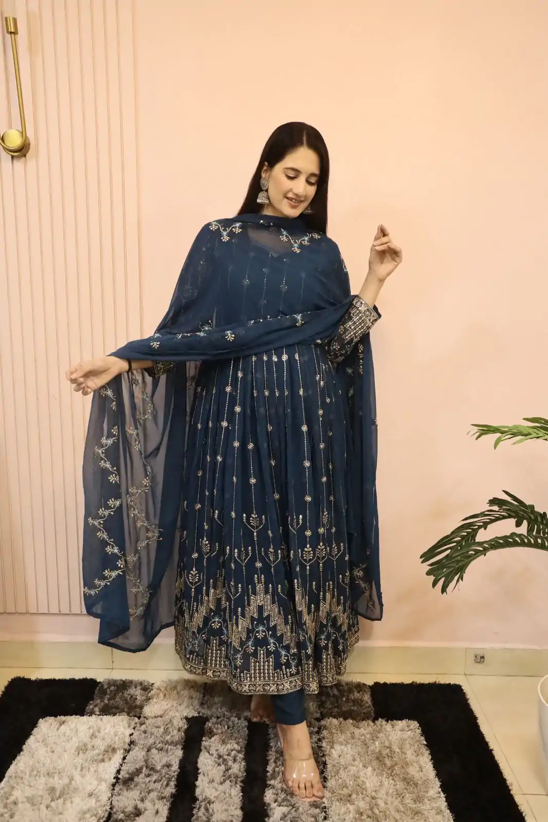   DC G53 Royal Blue Color Georgette Sequence Embroidery Gown Casual, Wedding, Party, Festive, Events Etc. Expected Delivery 4-6 Working Days @2449/- | Bollywood Gowns, Creative Gowns, Designer Gowns, Embroidered Gowns, Gowns, Party Wear Gowns