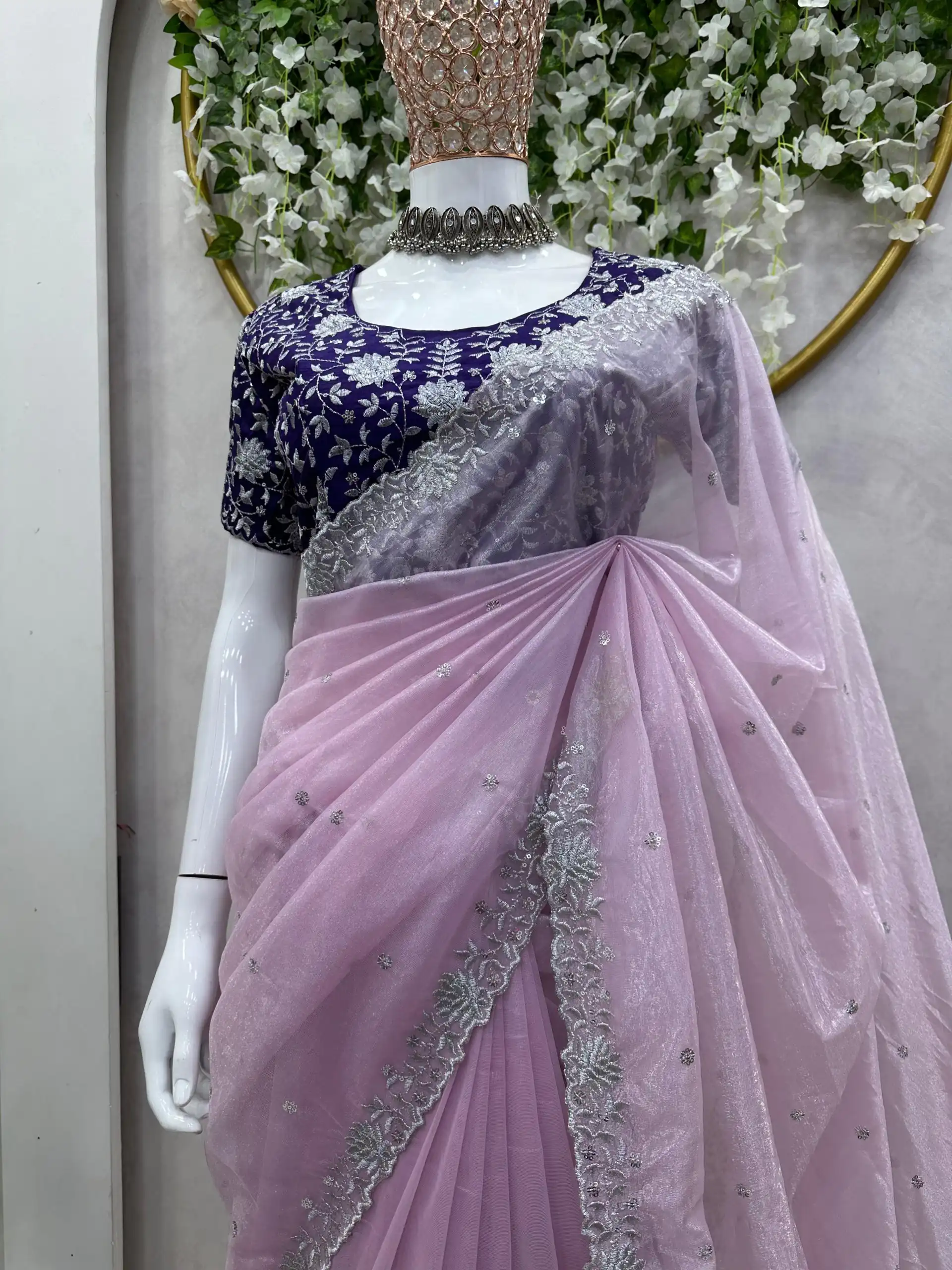 KD 469 Light Violet Color Jimmy choo Thread & Sequence Work Saree Casual, Party, Wedding, Festive, Events Etc.  Expected Delivery  4-6 Working Days @1949/- | Bollywood Sarees, Creative Sarees, Designer Sarees, Embroidered Sarees, Ethnic Saree, Modern Digital sarees, Party Wear Sarees, Sarees
