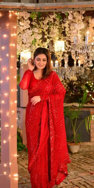 JR 590 Red Color Georgette Embroidery Embroidery Sequence work Sequence lace Casual, Wedding, Festive, Events . Expected Delivery  4-6 Working Days @1699 | Bollywood Sarees, Creative Sarees, Designer Sarees, Embroidered Sarees, Ethnic Saree, Modern Digital sarees, Party Wear Sarees, Sarees