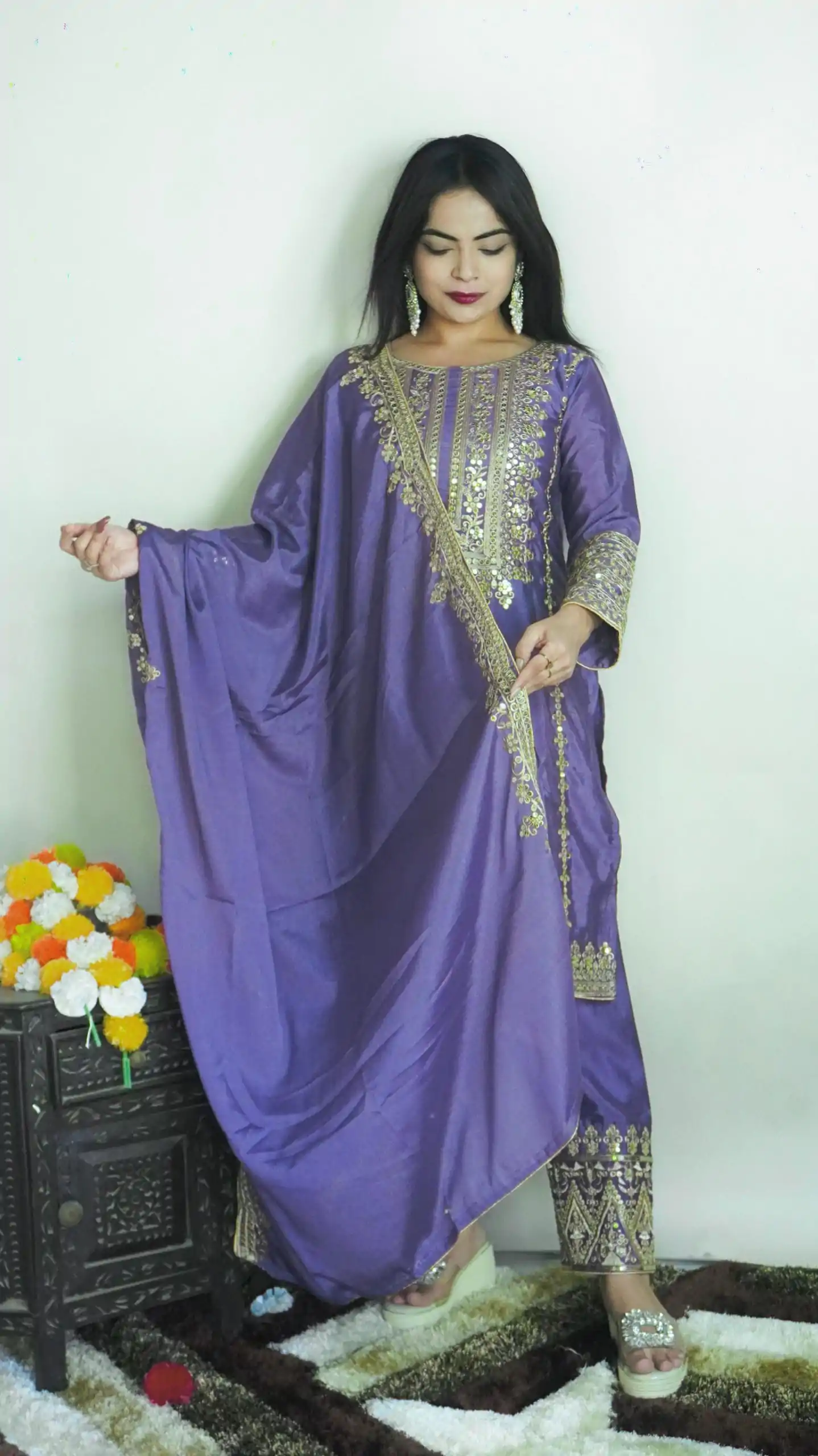 SRK 5151 Dark Violet Color Pure Chinnon Silk Embroidery Sequence Salwar Suit Wedding, Party, Festive, Events Expected Delivery 4-6 Working Days @ 1949/- | Casual Suits, Creative suits, Jump Suits, Designer Suits, Palazzo Suits, Party Wear Suits, Patiala Suits, Salwar suit, Straight Suits