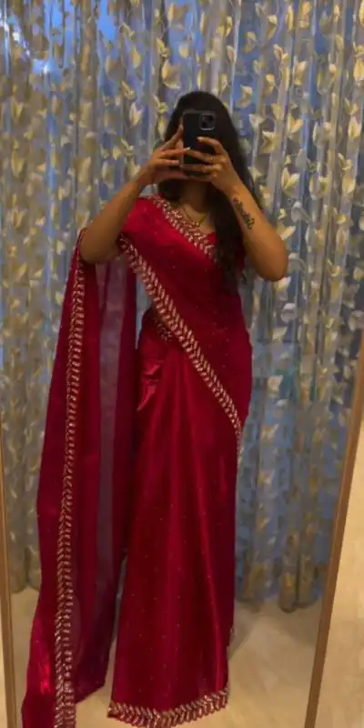 BT 1221 Red Color Soft Jimmy Choo Embroidery Sequence Saree Casual, Party Wear, Traditional Wear, Wedding Wear, Events Etc.@1799/- | Bollywood Sarees, Creative Sarees, Designer Sarees, Ethnic Saree, Modern Digital sarees, Party Wear Sarees, Sarees