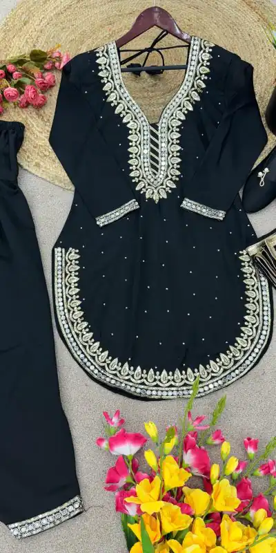 SRK 5138 Black Color Pure Chinnon Embroidery Diamond Salwar Suit Wedding, Party, Festive, Events Expected Delivery 4-6 Working Days @ 1949/- | Jump Suits, Casual Suits, Creative suits, Designer Suits, Palazzo Suits, Party Wear Suits, Patiala Suits, Salwar suit, Straight Suits