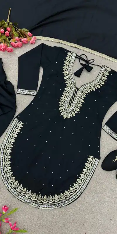 SRK 5138 Black Color Pure Chinnon Embroidery Diamond Salwar Suit Wedding, Party, Festive, Events Expected Delivery 4-6 Working Days @ 1949/- | Jump Suits, Casual Suits, Creative suits, Designer Suits, Palazzo Suits, Party Wear Suits, Patiala Suits, Salwar suit, Straight Suits