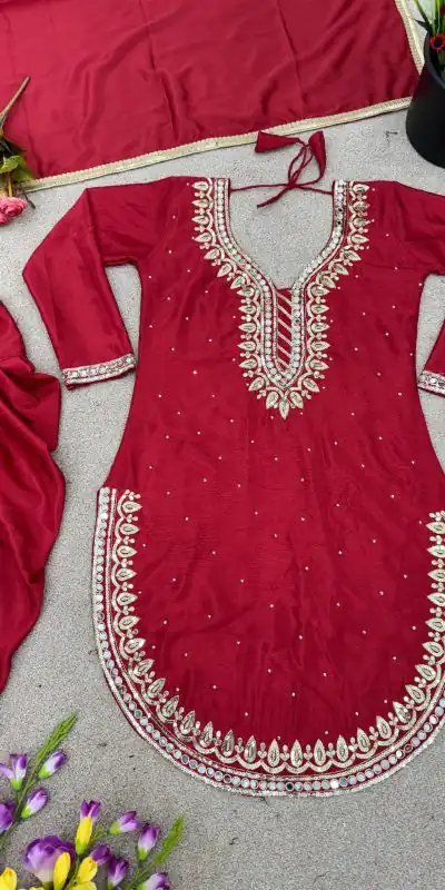 SRK 5138 Red Color Pure Chinnon Embroidery Diamond Salwar Suit Wedding, Party, Festive, Events Expected Delivery 4-6 Working Days @ 1949/- | Jump Suits, Casual Suits, Creative suits, Designer Suits, Palazzo Suits, Party Wear Suits, Patiala Suits, Salwar suit, Straight Suits
