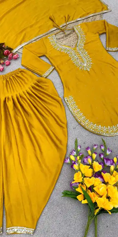 SRK 5138 Yellow Color Pure Chinnon Embroidery Diamond Salwar Suit Wedding, Party, Festive, Events Expected Delivery 4-6 Working Days @ 1949/- | Jump Suits, Casual Suits, Creative suits, Designer Suits, Palazzo Suits, Party Wear Suits, Patiala Suits, Salwar suit, Straight Suits