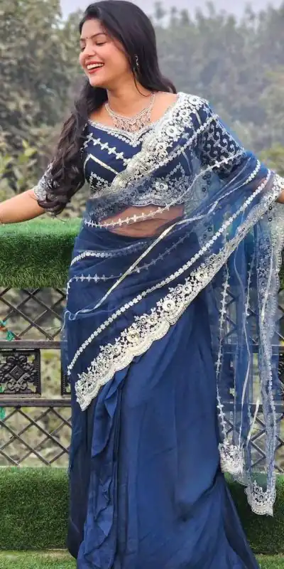 ST 1036 Royal Blue Color Blooming Vichitra Embroidery Lehenga Saree Casual, Wedding, Party, Festive, Events Etc. Expected Delivery 4-6 Working Days @2199/- | Bollywood Lehenga, Creative Lehenga, Designer Lehenga, Embroidered Lehenga, Lehenga, Party Wear Lehenga