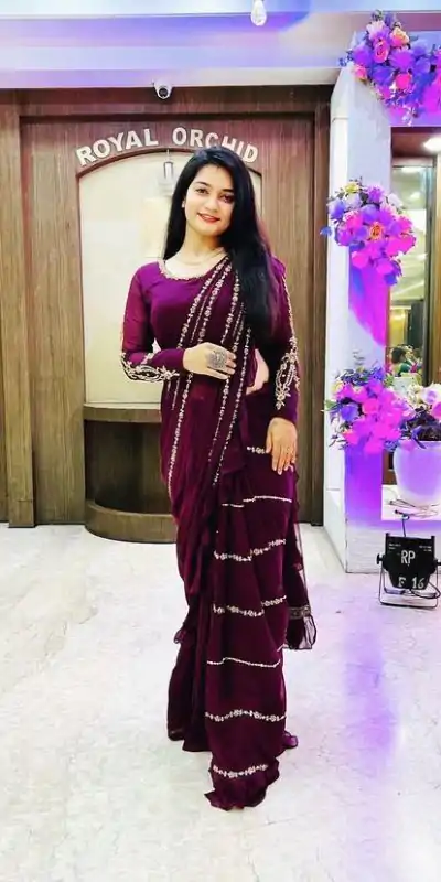 ST 1004 Purple Color Georgette Separate Ruffle Pallu Lehenga Saree Wedding, Party, Festive, Events Etc. Expected Delivery 4-6 Working Days @2099/- | Bollywood Lehenga, Creative Lehenga, Designer Lehenga, Embroidered Lehenga, Lehenga, Party Wear Lehenga