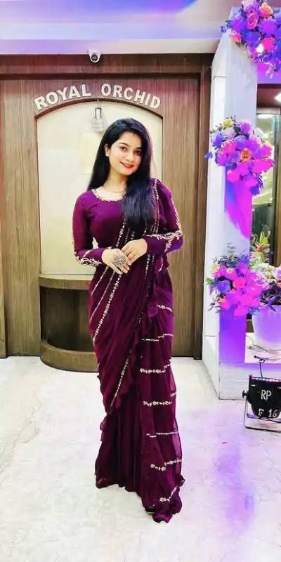 ST 1004 Purple Color Georgette Separate Ruffle Pallu Lehenga Saree Wedding, Party, Festive, Events Etc. Expected Delivery 4-6 Working Days @2099/- | Bollywood Lehenga, Creative Lehenga, Designer Lehenga, Embroidered Lehenga, Lehenga, Party Wear Lehenga