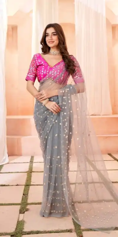 BT 1158 Grey Color Heavy Butterfly Net Embroidery Saree Casual, Party Wear, Traditional Wear, Wedding Wear, Expected Delivery 4-6 Working Days@1699 | Bollywood Sarees, Creative Sarees, Designer Sarees, Ethnic Saree, Modern Digital sarees, Party Wear Sarees, Sarees